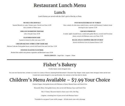 fishers bensalem pa menu.